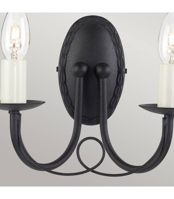 Minster 2 Light Indoor Candle Wall Light Black E14-3