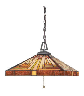 Stephen 3 Light Tiffany Ceiling Pendant Vintage Bronze E27-1