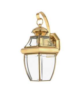 Newbury 1 Light Outdoor Medium Wall Lantern Light Polished Brass IP44 E27-1