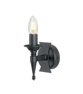 Saxon 1 Light Indoor Candle Wall Light Black E14-1