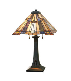 Inglenook 2 Light Tiffany Table Lamp Bronze E27-1