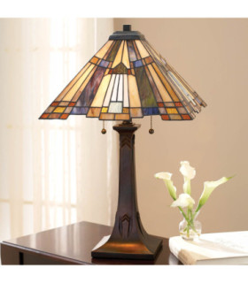 Inglenook 2 Light Tiffany Table Lamp Bronze E27-2
