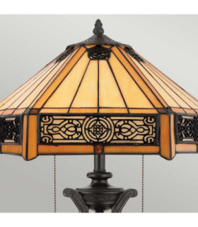 Indus 2 Light Tiffany Table Lamp Vintage Bronze E27-2