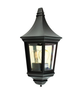 Valencia 1 Light Outdoor Wall Half Lantern Light Black IP54 E27-1
