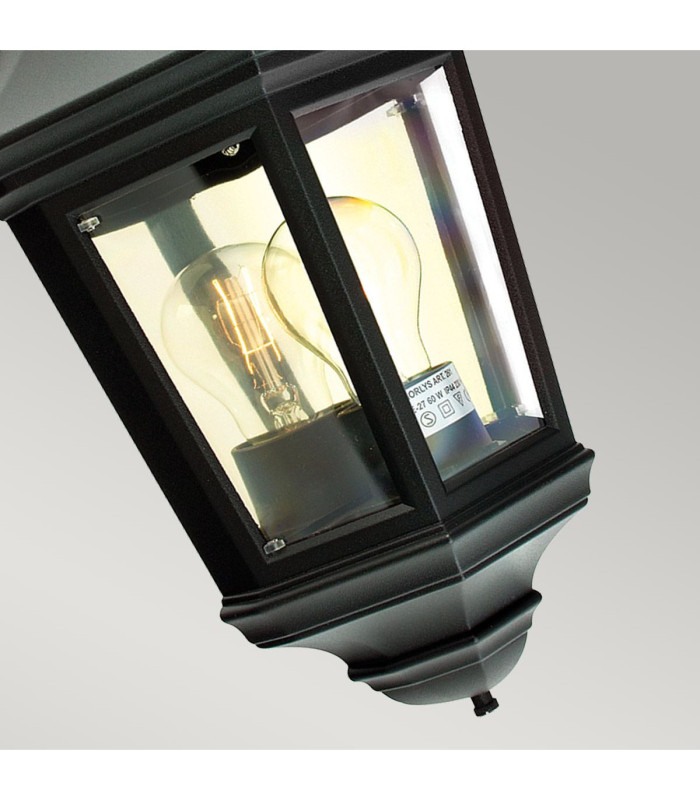 Valencia 1 Light Outdoor Wall Half Lantern Light Black IP54 E27-3