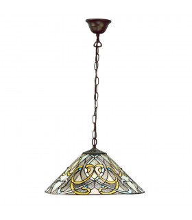 1 Light Ceiling Pendant Dark Bronze, Tiffany glass, E27 - 1