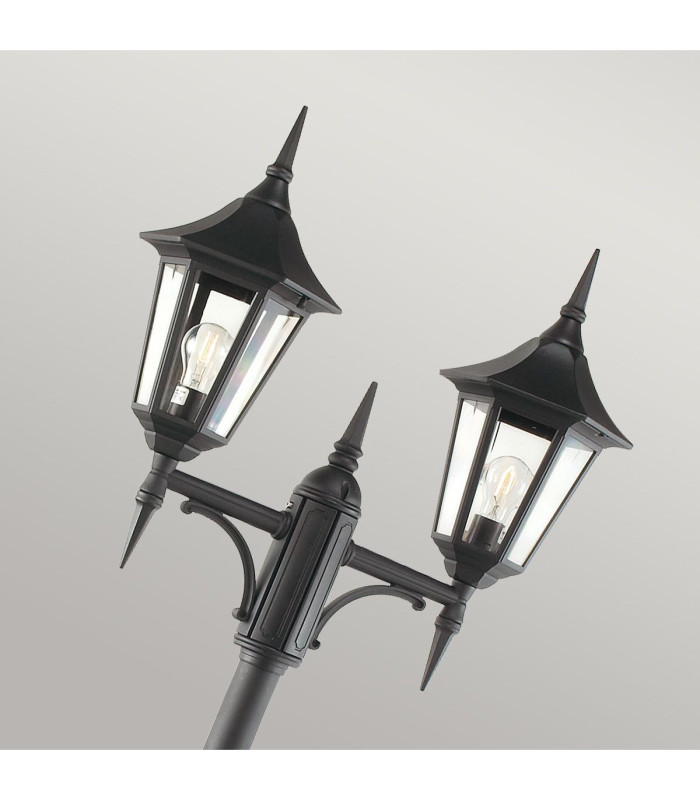 Valencia 2 Light Twin Outdoor Post Lantern Black IP54 E27-2