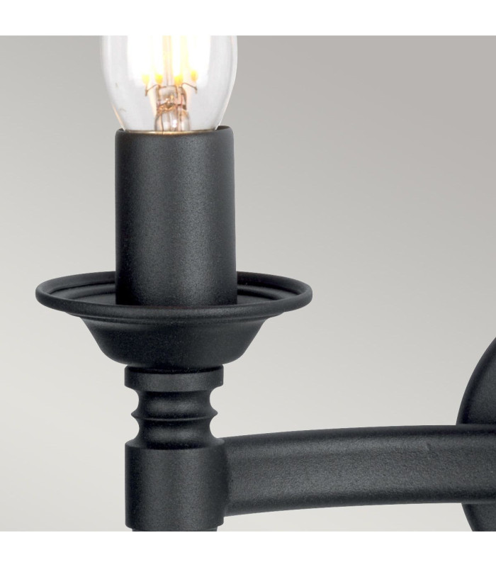 Saxon 2 Light Indoor Candle Wall Light Black E14-2