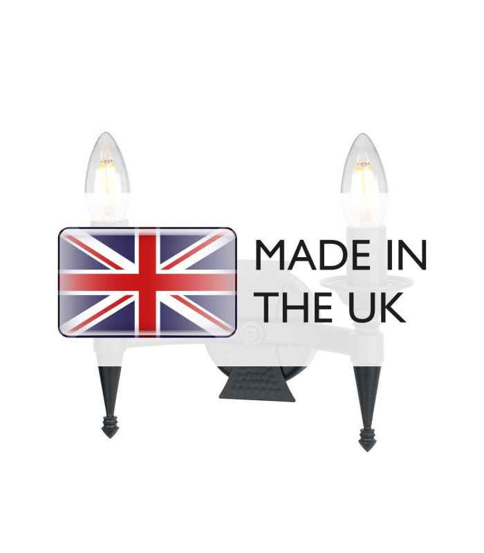 Saxon 2 Light Indoor Candle Wall Light Black E14-4