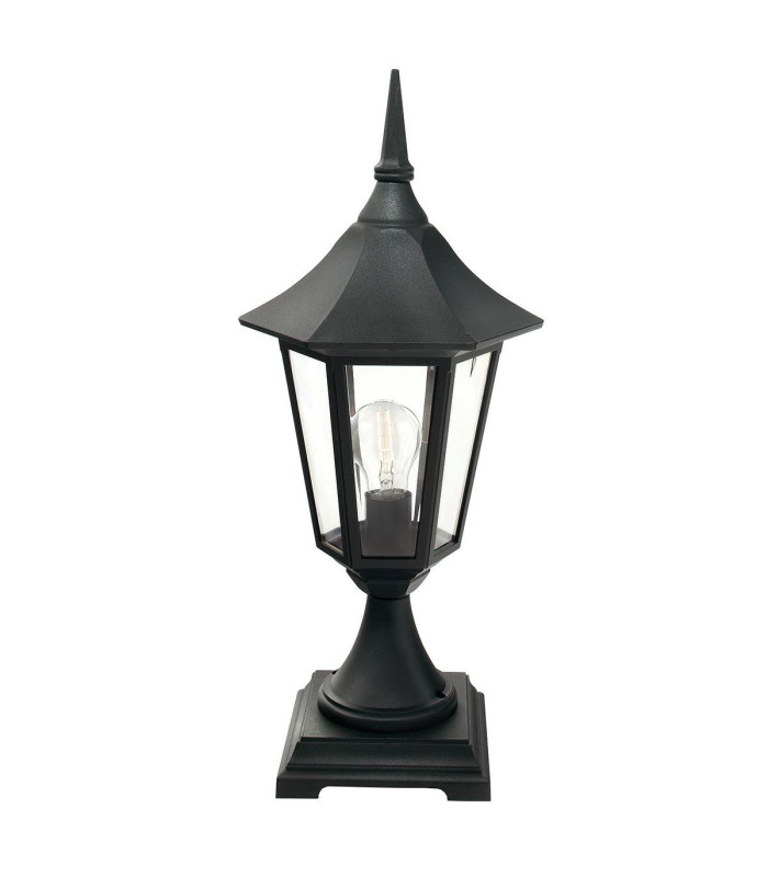 Valencia 1 Light Outdoor Pedestal Lantern Black IP54 E27-1