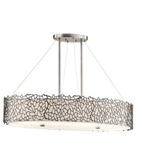 Silver Coral 4 Light Oval Ceiling Island Pendant Bar Pewter E27-1