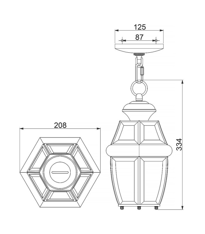 Newbury 1 Light Medium Chain Lantern - Aged Copper E27-5