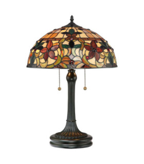Kami 2 Light Tiffany Table Lamp Vintage Bronze E27-1