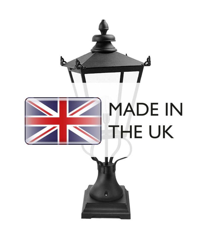 Wilmslow 1 Light Outdoor Pedestal Lantern Black E27-4
