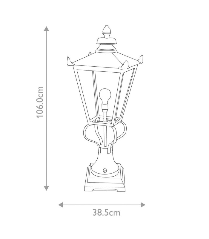 Wilmslow 1 Light Outdoor Pedestal Lantern Black E27-5