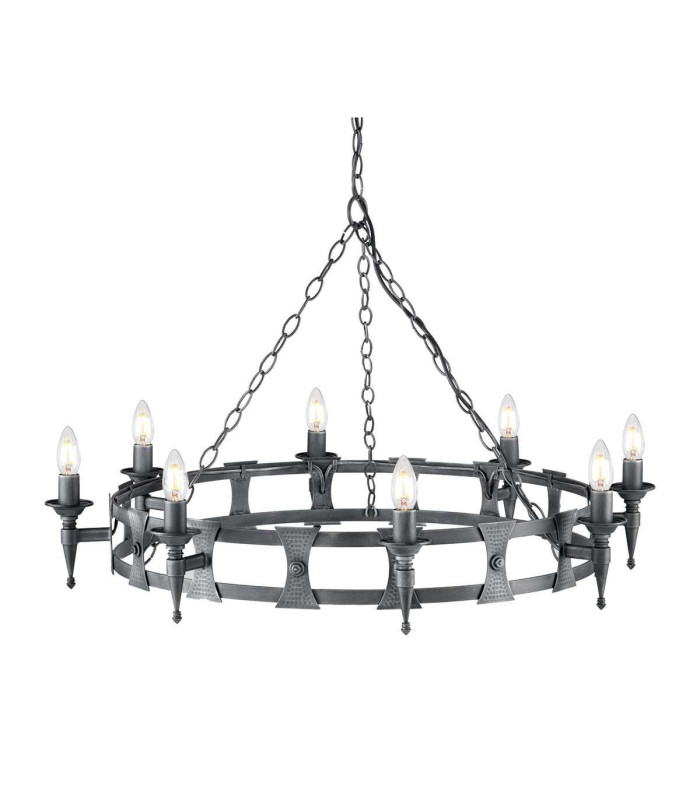 Saxon 8 Light Chandelier Black Silver Finish E14-1