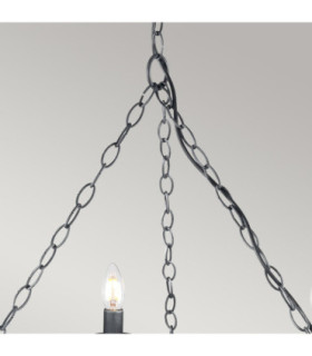 Saxon 8 Light Chandelier Black Silver Finish E14-2