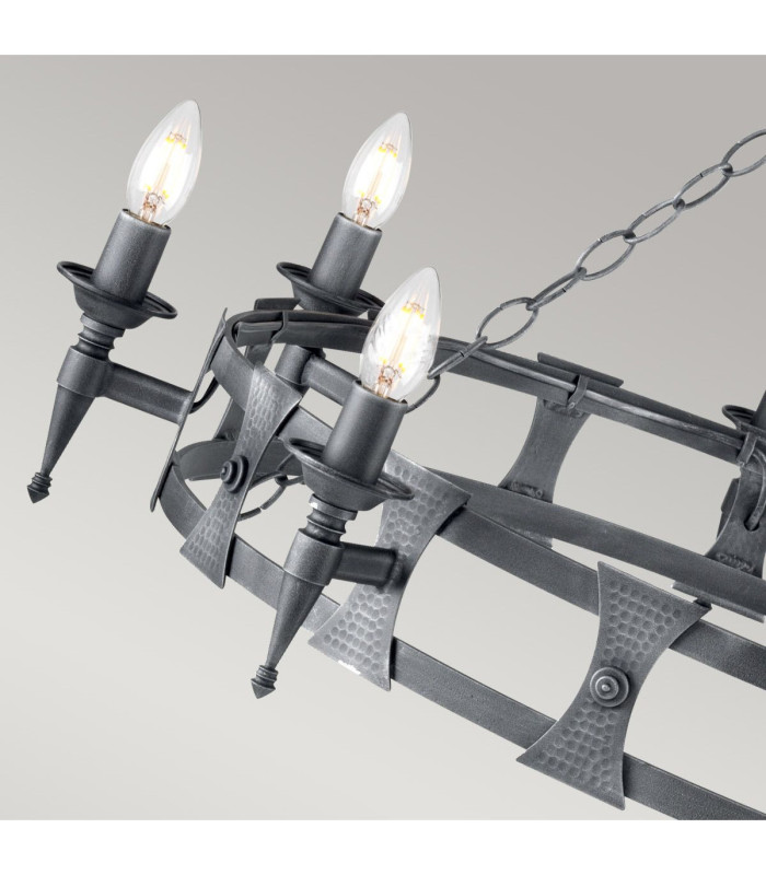 Saxon 8 Light Chandelier Black Silver Finish E14-3