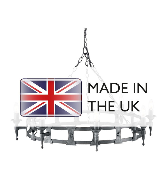 Saxon 8 Light Chandelier Black Silver Finish E14-4