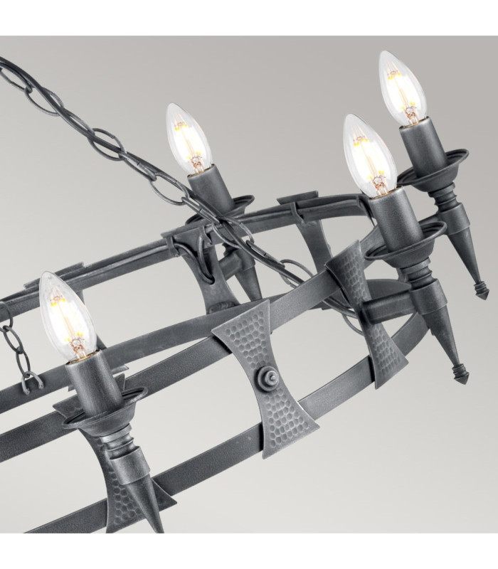 Saxon 8 Light Chandelier Black Silver Finish E14-5