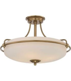 Griffin 4 Light Semi Flush Ceiling Light Weathered Brass E27-1