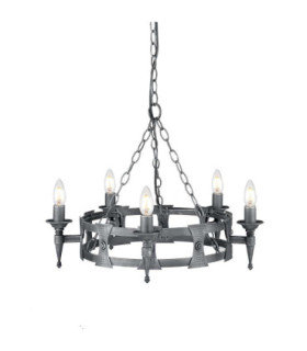 Saxon 5 Light Chandelier Black Silver Finish E14-1