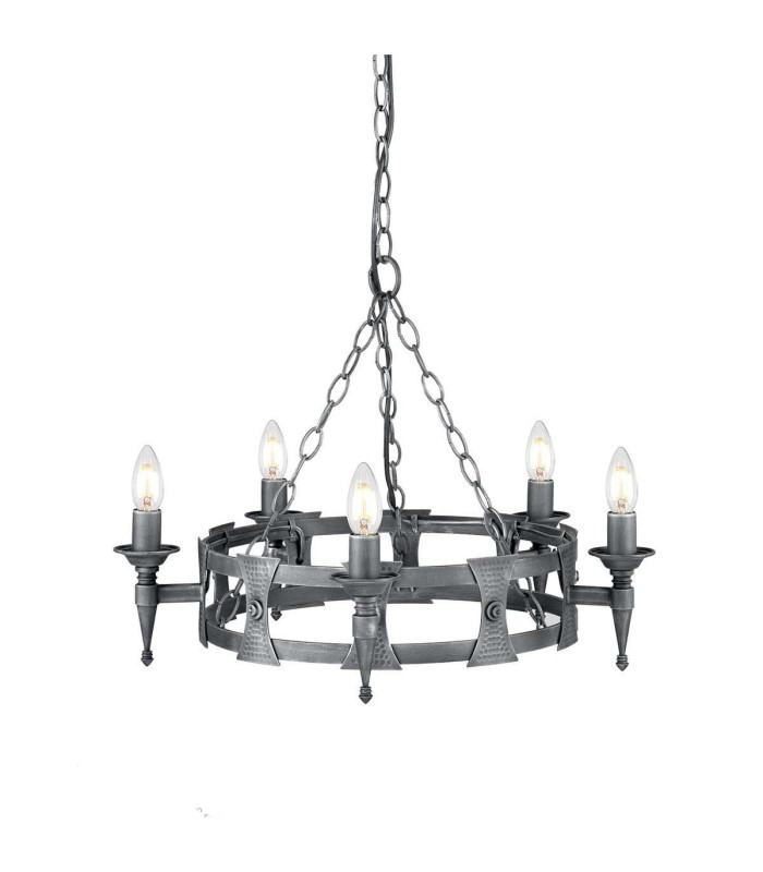 Saxon 5 Light Chandelier Black Silver Finish E14-1