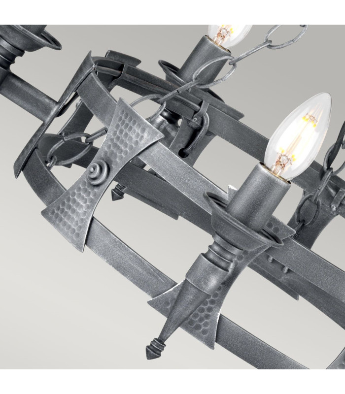 Saxon 5 Light Chandelier Black Silver Finish E14-3