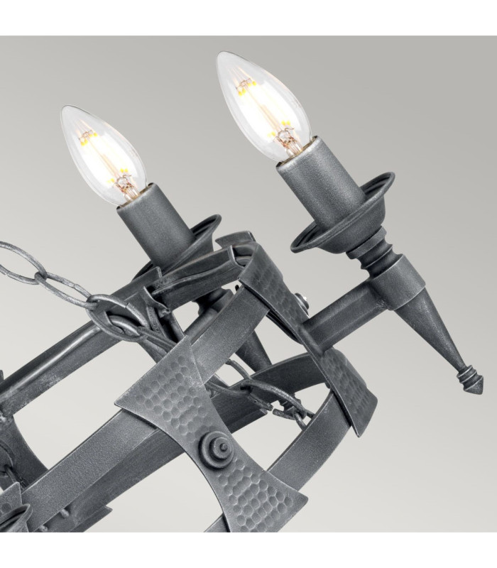 Saxon 5 Light Chandelier Black Silver Finish E14-5