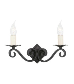 Rectory 2 Light Indoor Candle Wall Light Black E14-1
