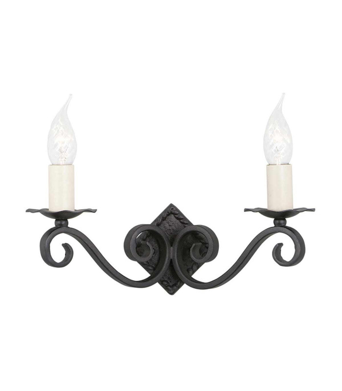 Rectory 2 Light Indoor Candle Wall Light Black E14-1