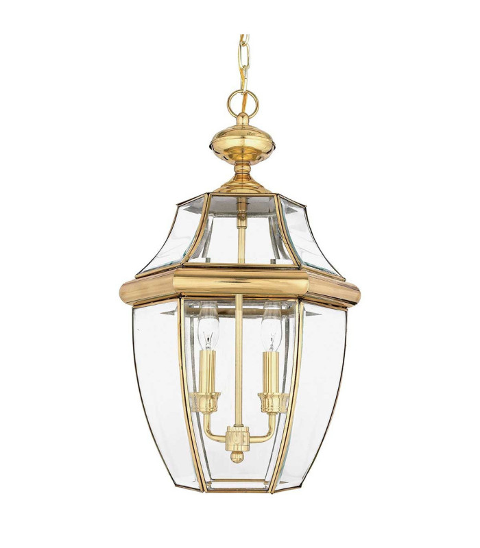Newbury 2 Light Large Outdoor Ceiling Chain Lantern Polished Brass E14-1