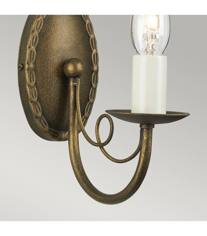 Minster 1 Light Indoor Candle Wall Light Black Gold E14-3
