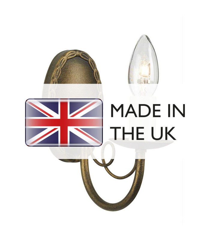 Minster 1 Light Indoor Candle Wall Light Black Gold E14-4