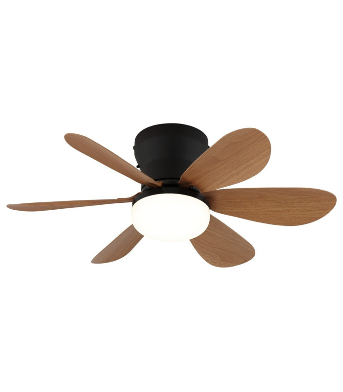 Delores Ceiling Fan Matt Black Dark Brown Blades Remote Control LED 2700/6500K-1