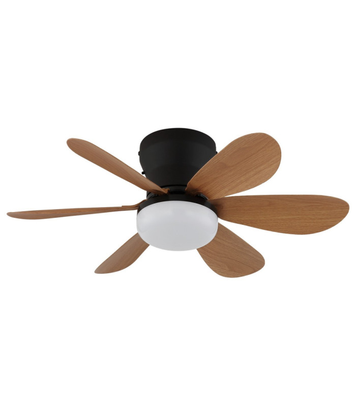 Delores Ceiling Fan Matt Black Dark Brown Blades Remote Control LED 2700/6500K-3