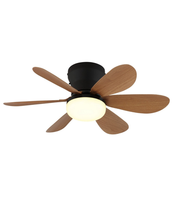 Delores Ceiling Fan Matt Black Dark Brown Blades Remote Control LED 2700/6500K-6