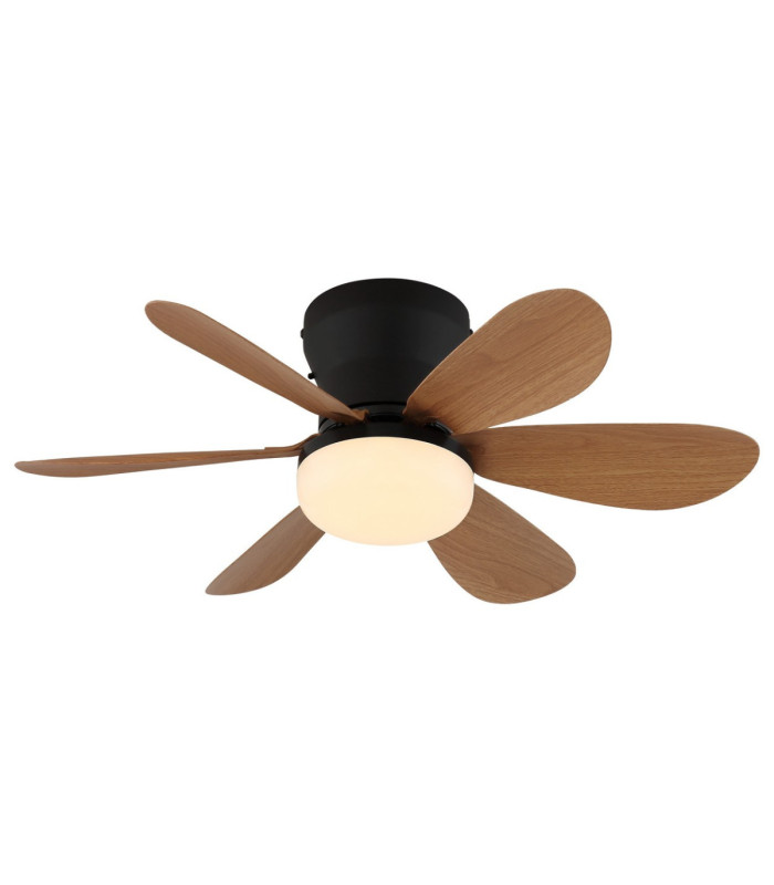 Delores Ceiling Fan Matt Black Dark Brown Blades Remote Control LED 2700/6500K-11