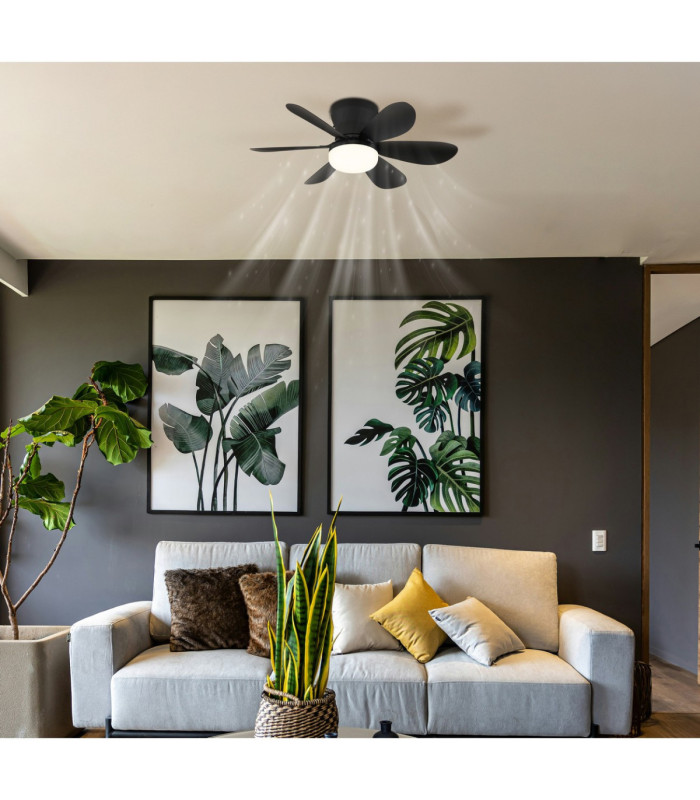 Delores Ceiling Fan Matt Black Black Blades Remote Control LED 2700/6500K-2