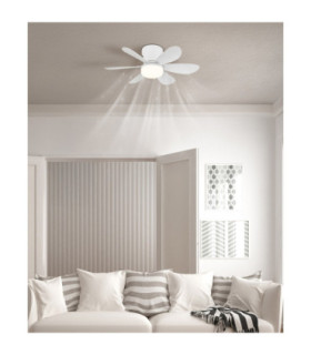 Delores Ceiling Fan Matt White Remote Control LED 2700/6500K-2