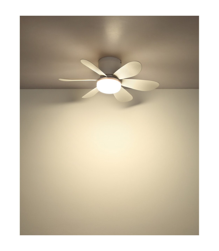 Delores Ceiling Fan Matt White Remote Control LED 2700/6500K-8