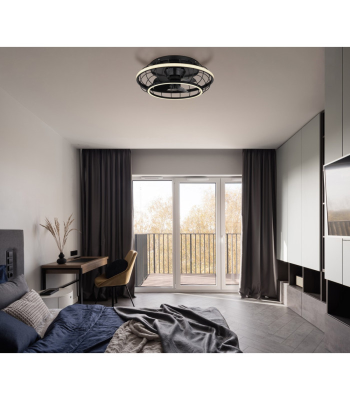 Linay Ceiling Fan Matt Black Remote Control LED 2700/6500K-2