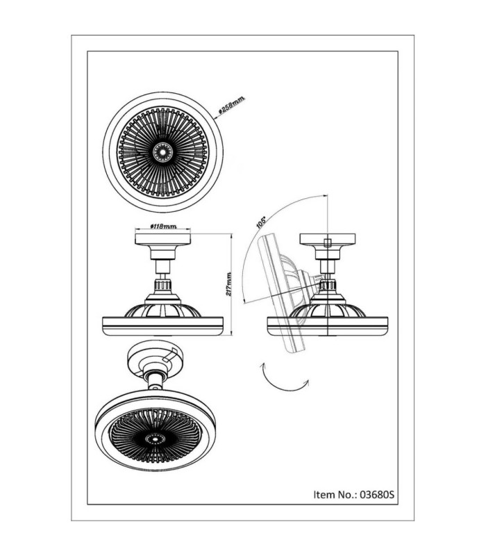 Lidea Ceiling Fan Matt Black Remote Control LED 3000/6500K-11