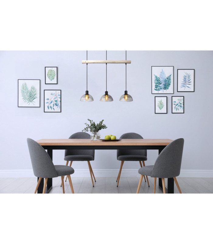 Lindi Bar Pendant Ceiling Light Matt Black 3x E27-6