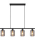 Hudson Bar Pendant Ceiling Light Matt Black Smoke Glass Shades 4x E27-3