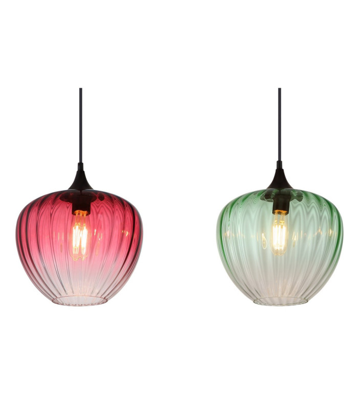 Solveig Bar Pendant Ceiling Light Matt Black Red Green Amber Shade 3x E27-5