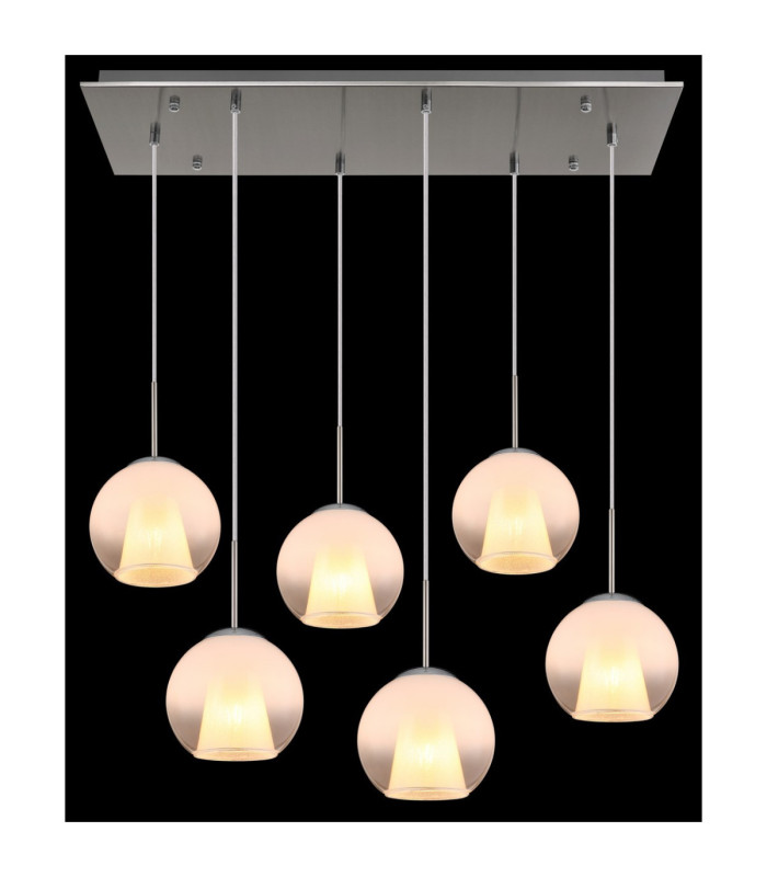 Barry Cluster Pendant Ceiling Light Matt Nickel 6x E27-6
