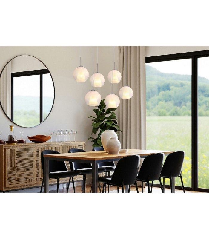 Barry Cluster Pendant Ceiling Light Matt Nickel 6x E27-7