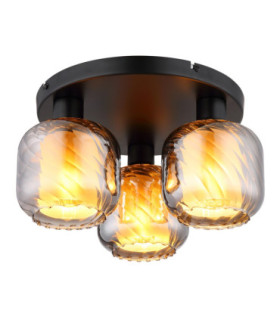 Xia Shade Cluster Ceiling Light Matt Black Smoke Glass Shades 3x E27-1