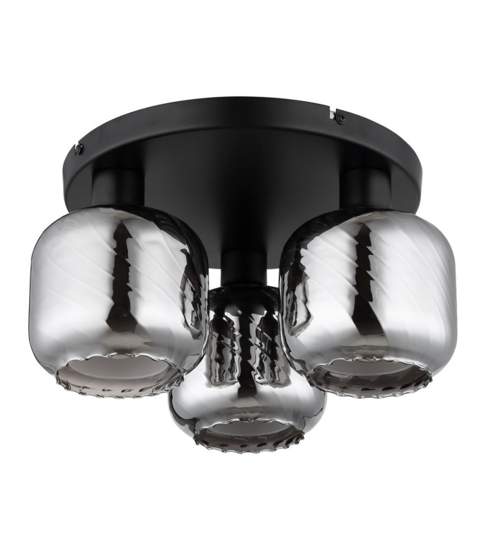 Xia Shade Cluster Ceiling Light Matt Black Smoke Glass Shades 3x E27-3